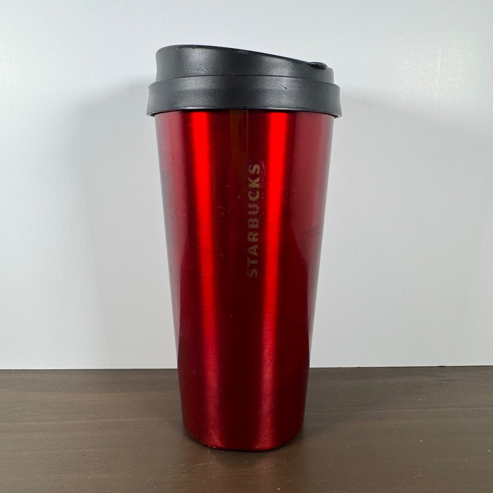Starbucks 2012 Metallic Red Stainless Steel 16oz Tumbler Travel Mug Double Wall